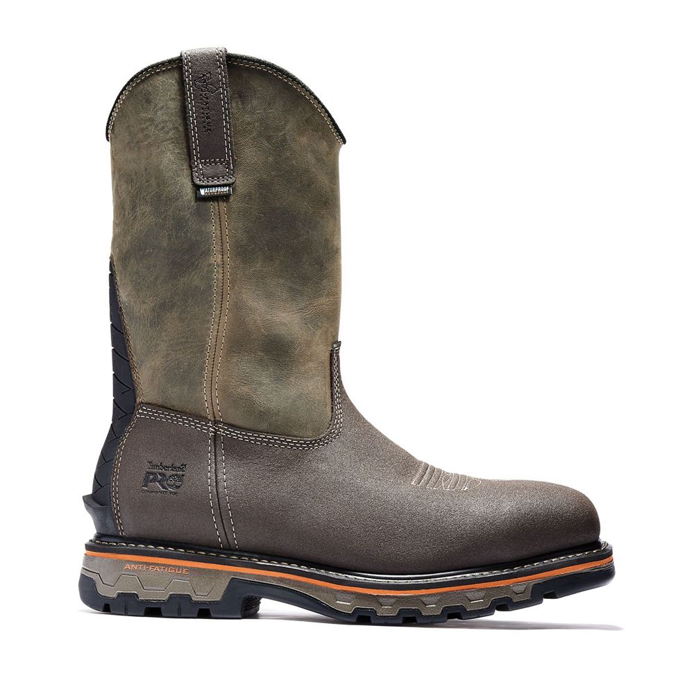 Bocanci Pro Timberland Barbati Masline Verzi/Maro - True Grit Waterproof Composite-Toe Pull-On - Rom